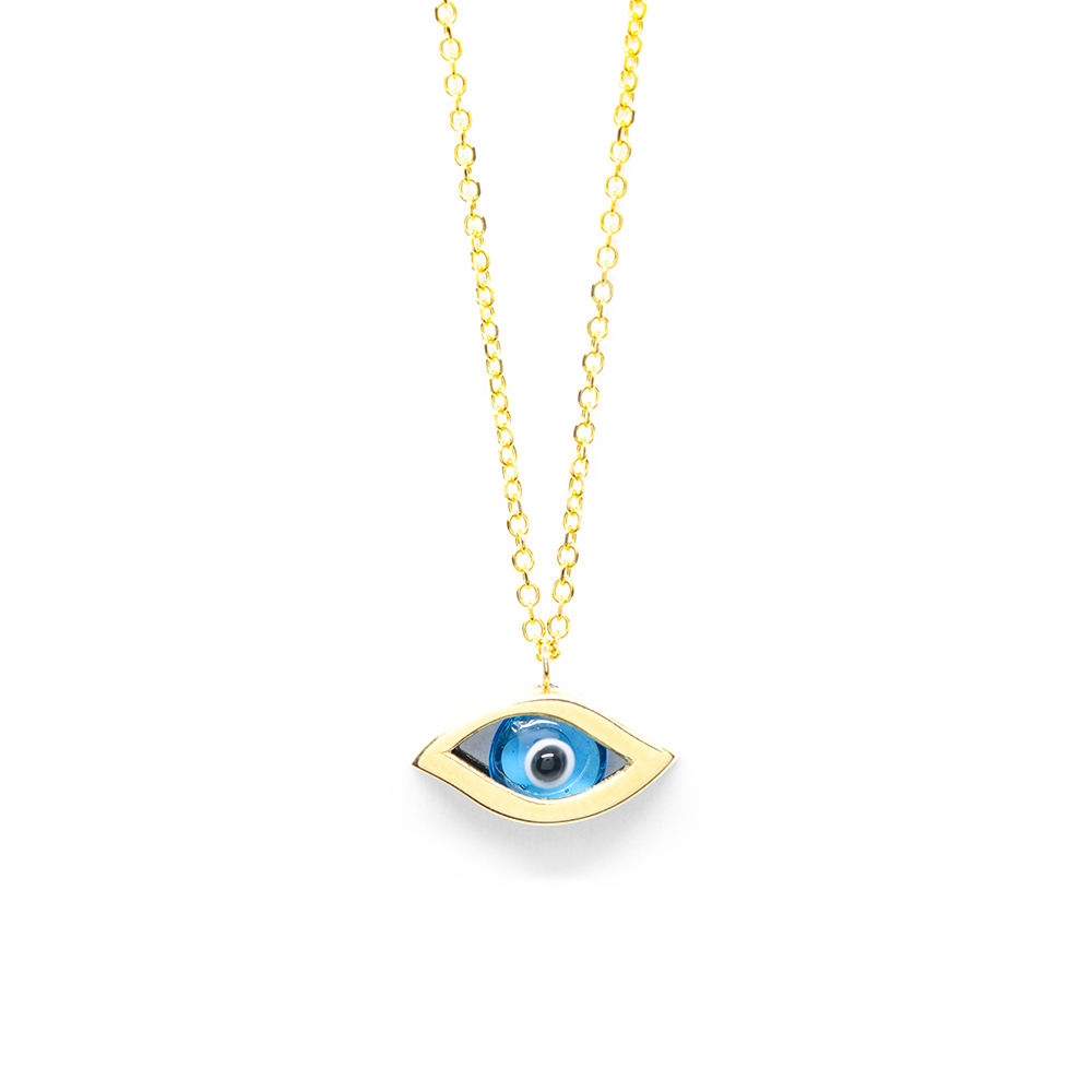 Κολλιέ evil eye από κίτρινο χρυσό 14k