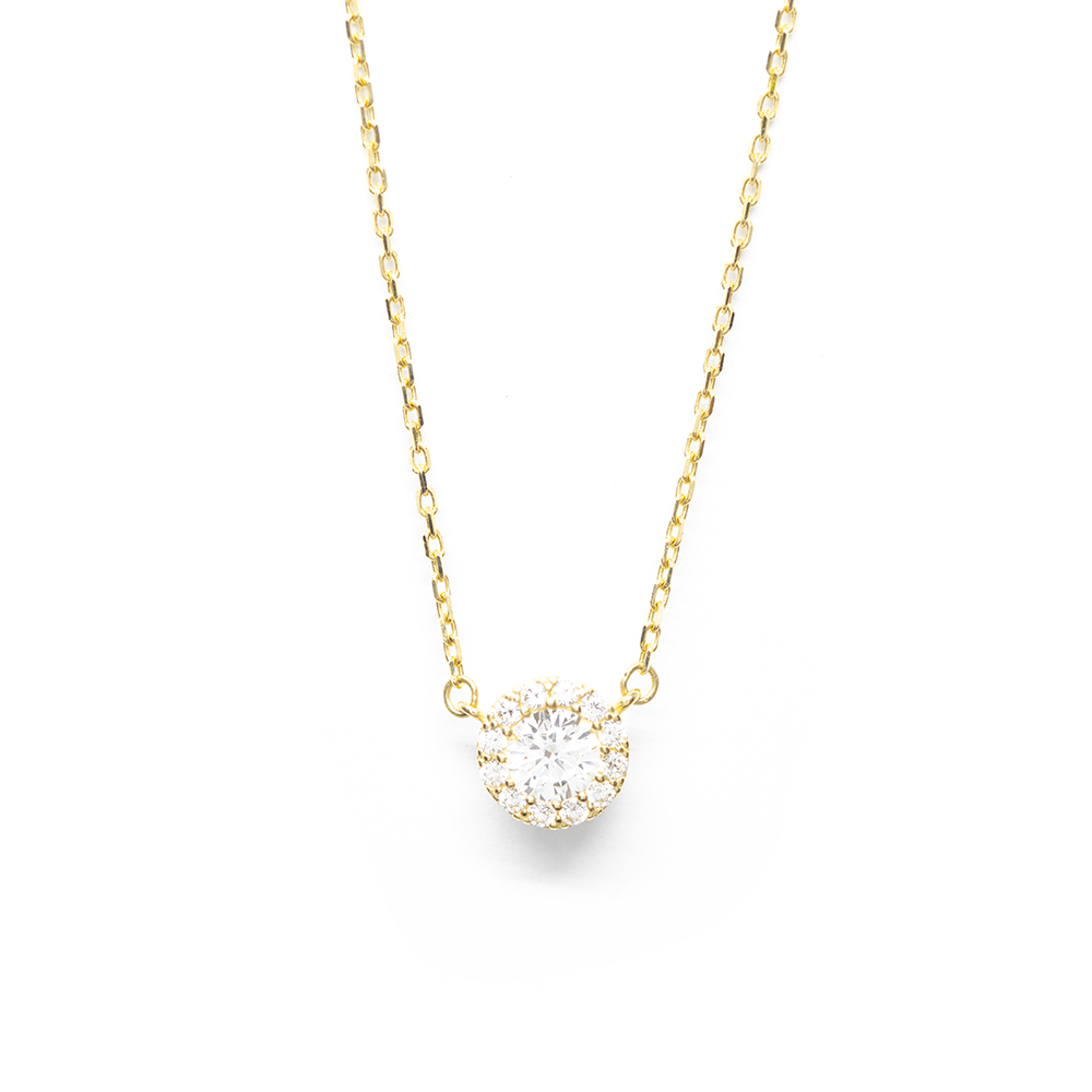 Κολλιέ elegant από κίτρινο χρυσό 14k με εντυπωσιακή ροζέτα