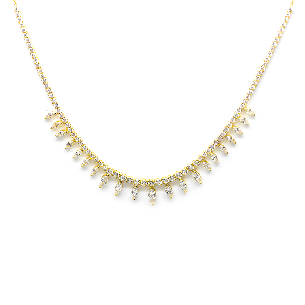 Κολλιέ διαχρονικό ριβιέρα από κίτρινο χρυσό 14k και zirgons