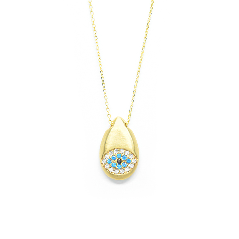 Κολλιέ evil eye από κίτρινο χρυσό 14k