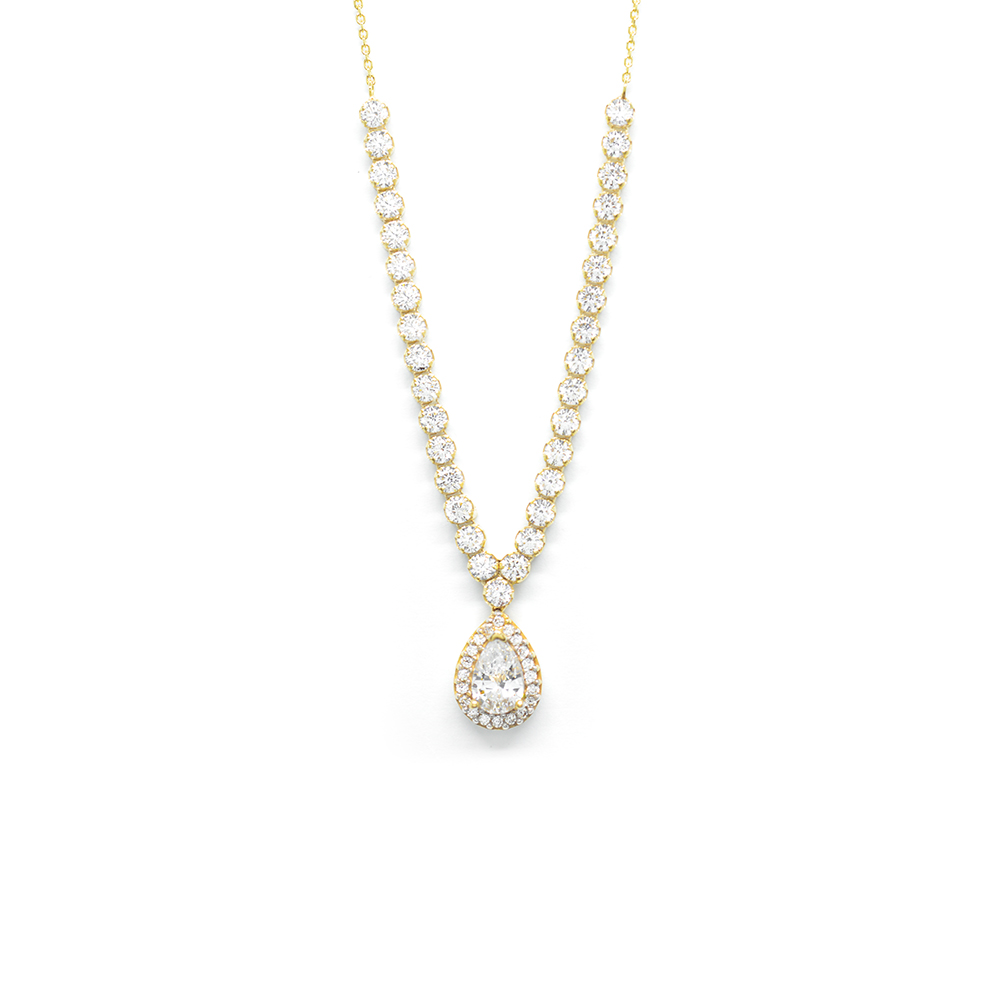 Κολλιέ elegant από κίτρινο χρυσό 14k με εντυπωσιακή ροζέτα