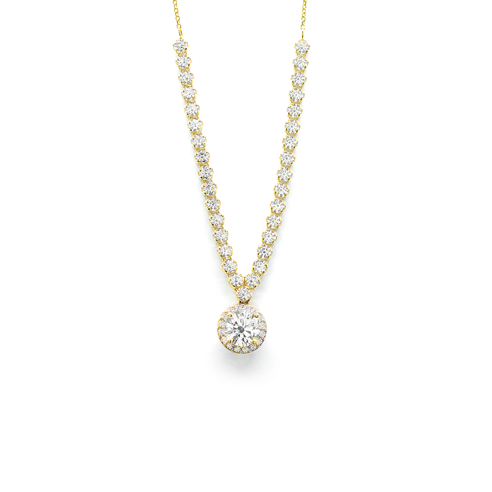 Κολλιέ elegant από κίτρινο χρυσό 14k με εντυπωσιακή ροζέτα