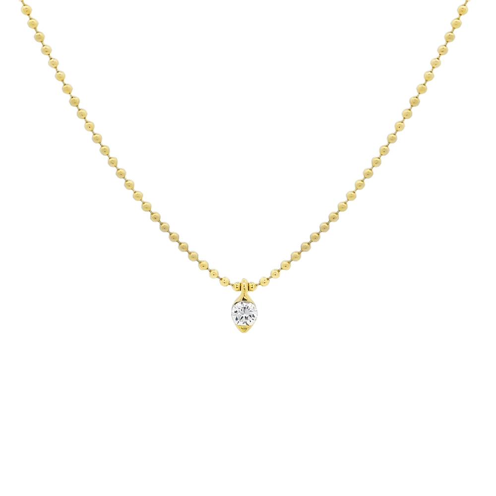 Κολλιέ από κίτρινο χρυσο 18k με μονόπετρο διαμάντι
