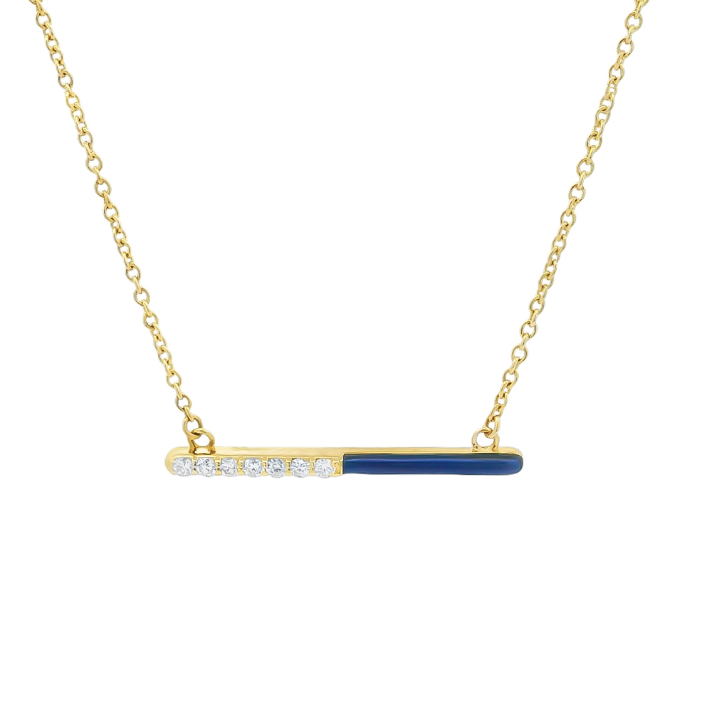 Κολλιέ με μπαρέτα διαμαντένια και μαύρο  σμάλτο από χρυσό 18k