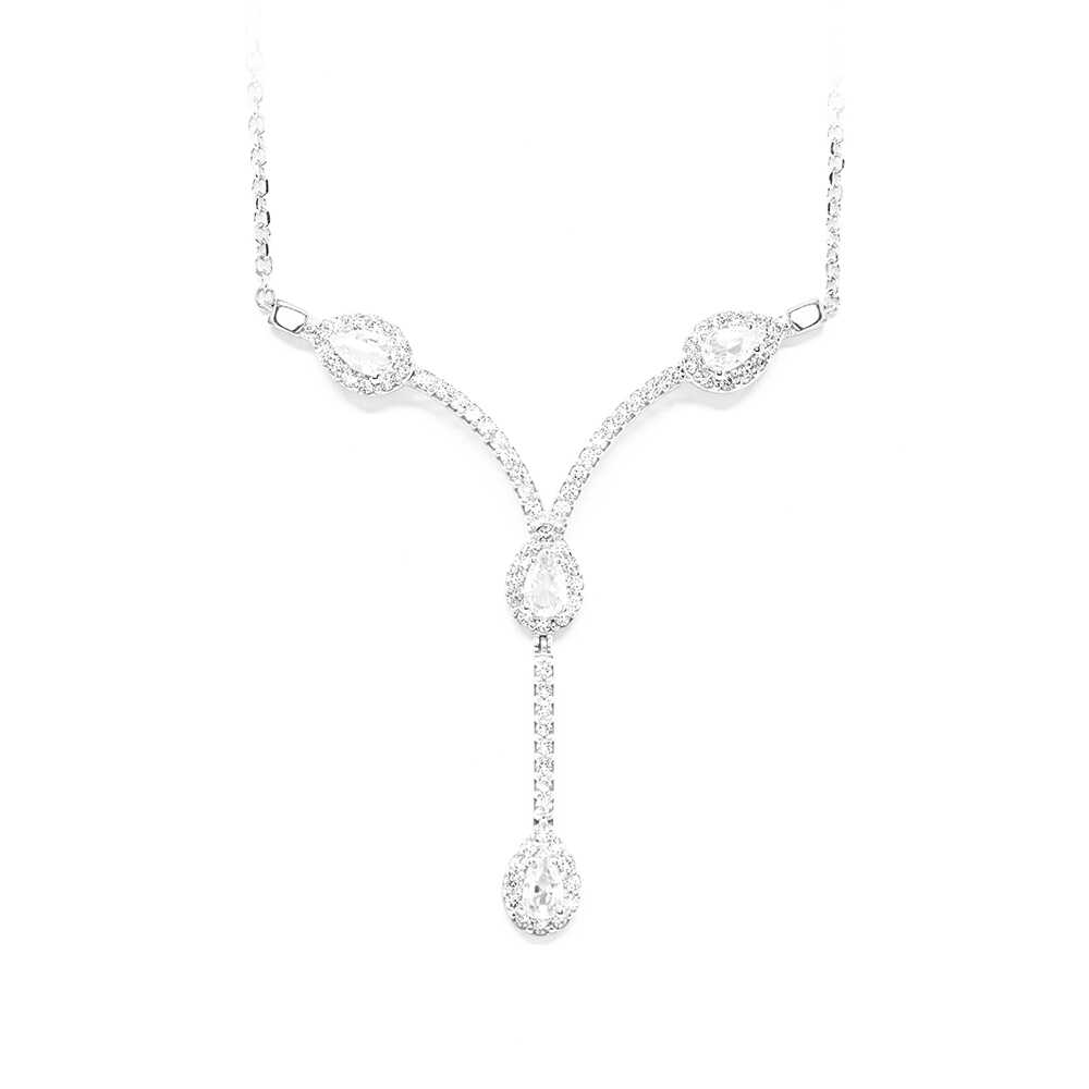 Κολλιέ elegant από λευκόχρυσο 14k με πέτρες