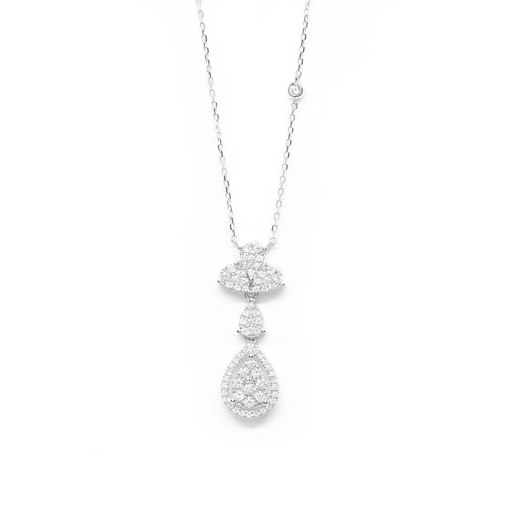 Κολλιέ elegant με διαμάντια και baguettes από λευκόχρυσο