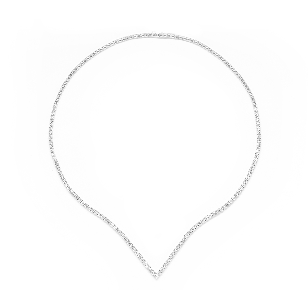 Κολλιέ ριβιέρα με διαμάντια από λευκόχρυσο 18k