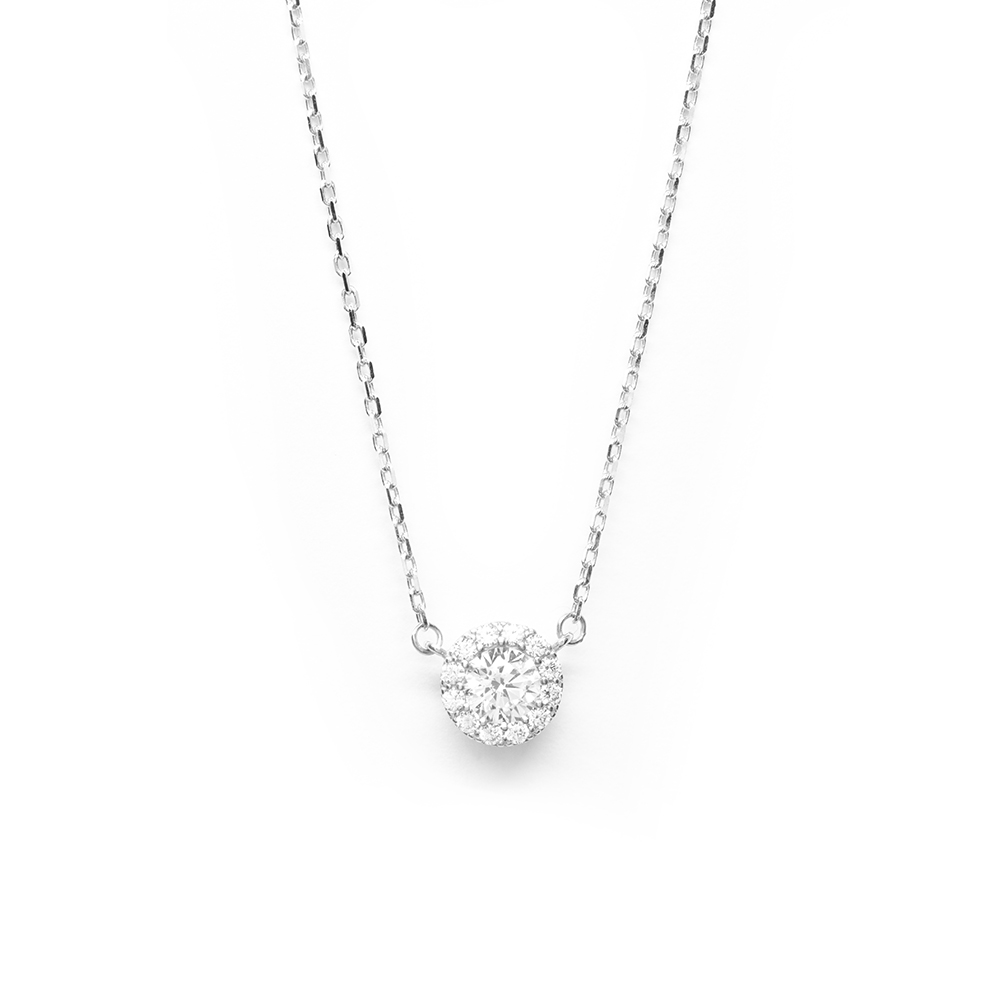 Κολλιέ elegant από λευκόχρυσο 14k με εντυπωσιακή ροζέτα