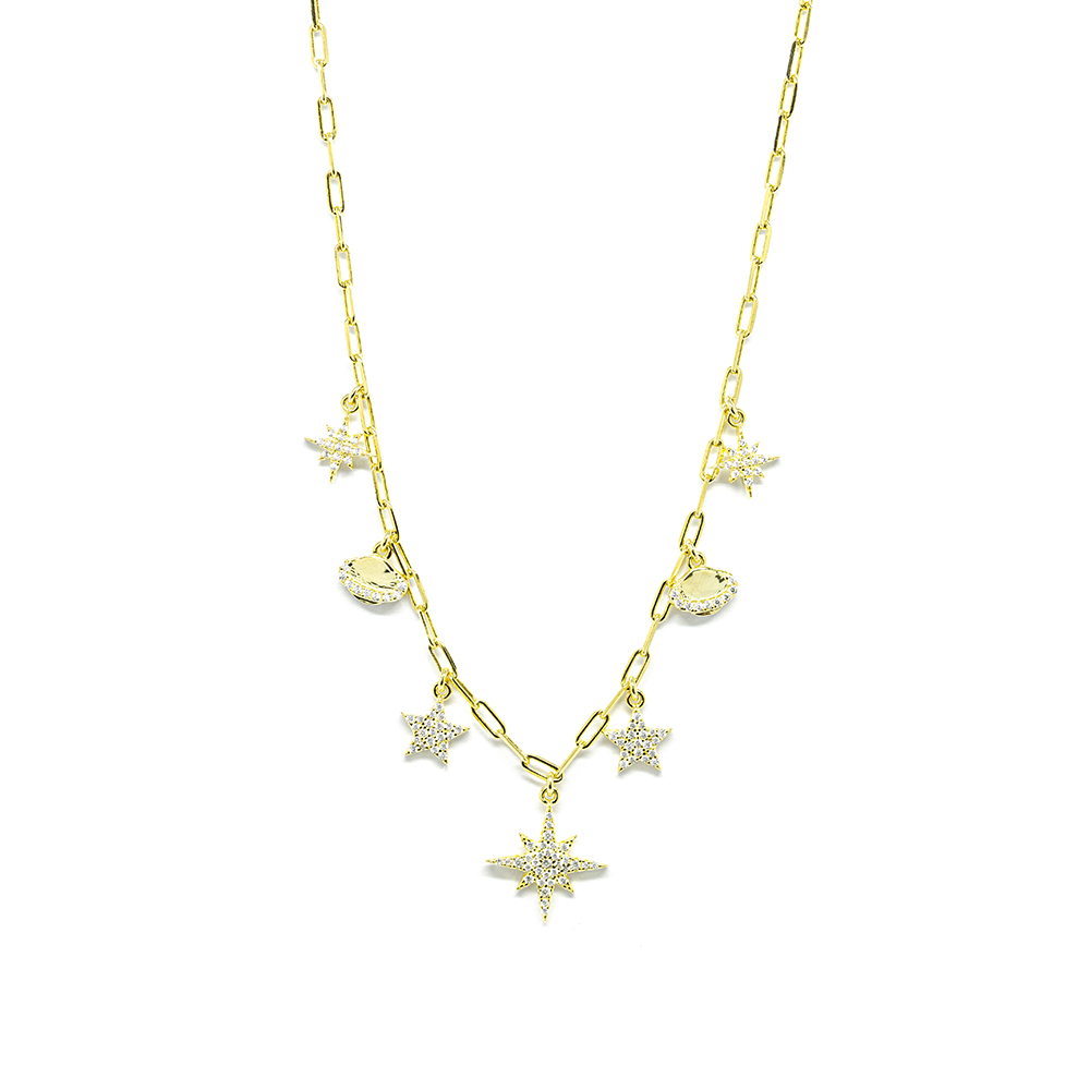 Κολλιέ Χρυσό rock glam με Bold Charms