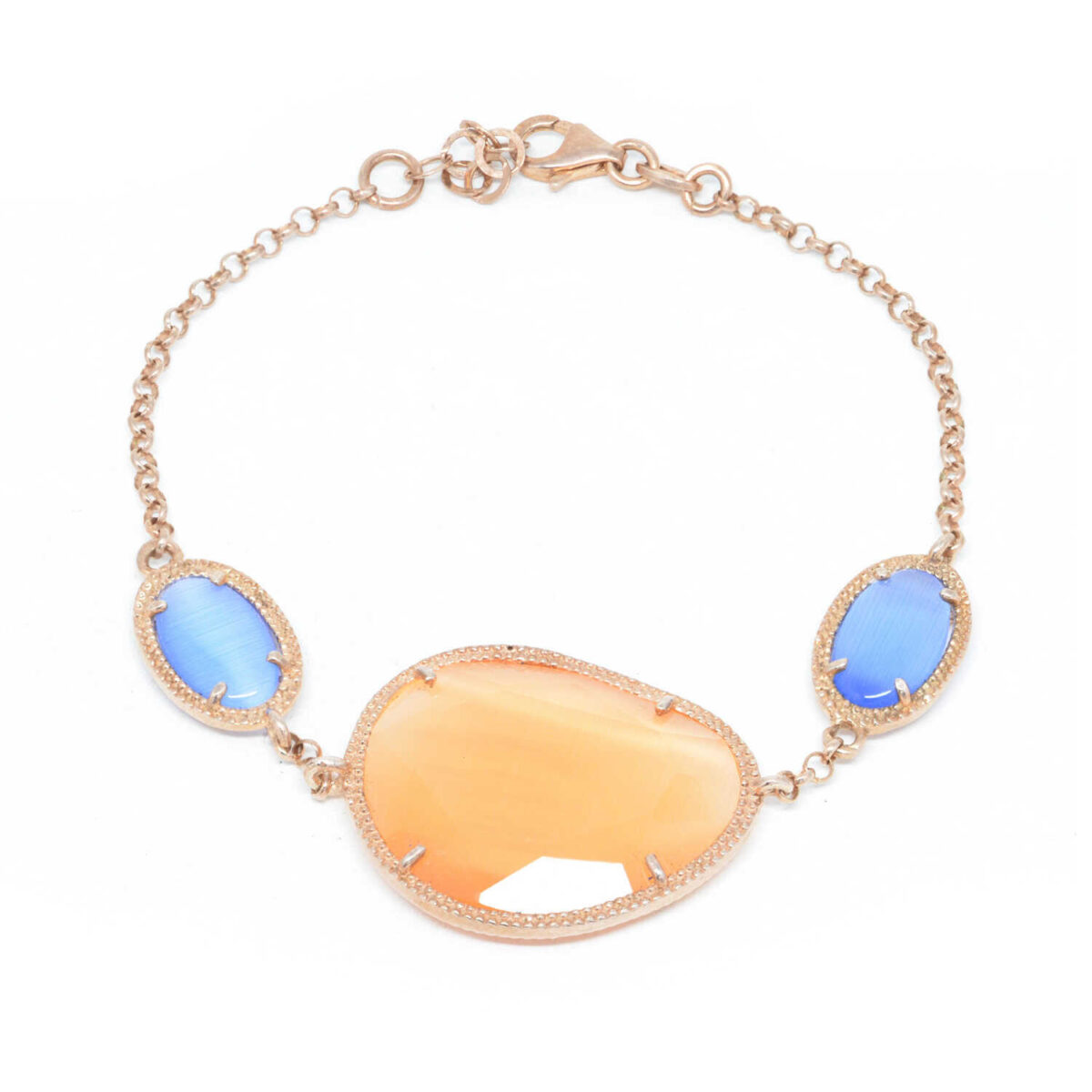 Βραχιόλι ασημένιο με ορυκτές πέτρες