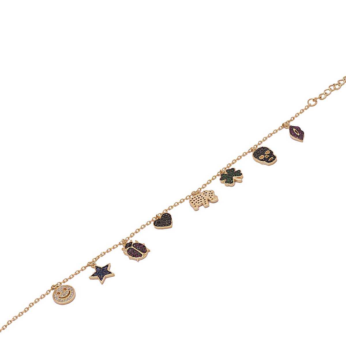 Βραχιόλι ασημένιο με ορυκτές πέτρες