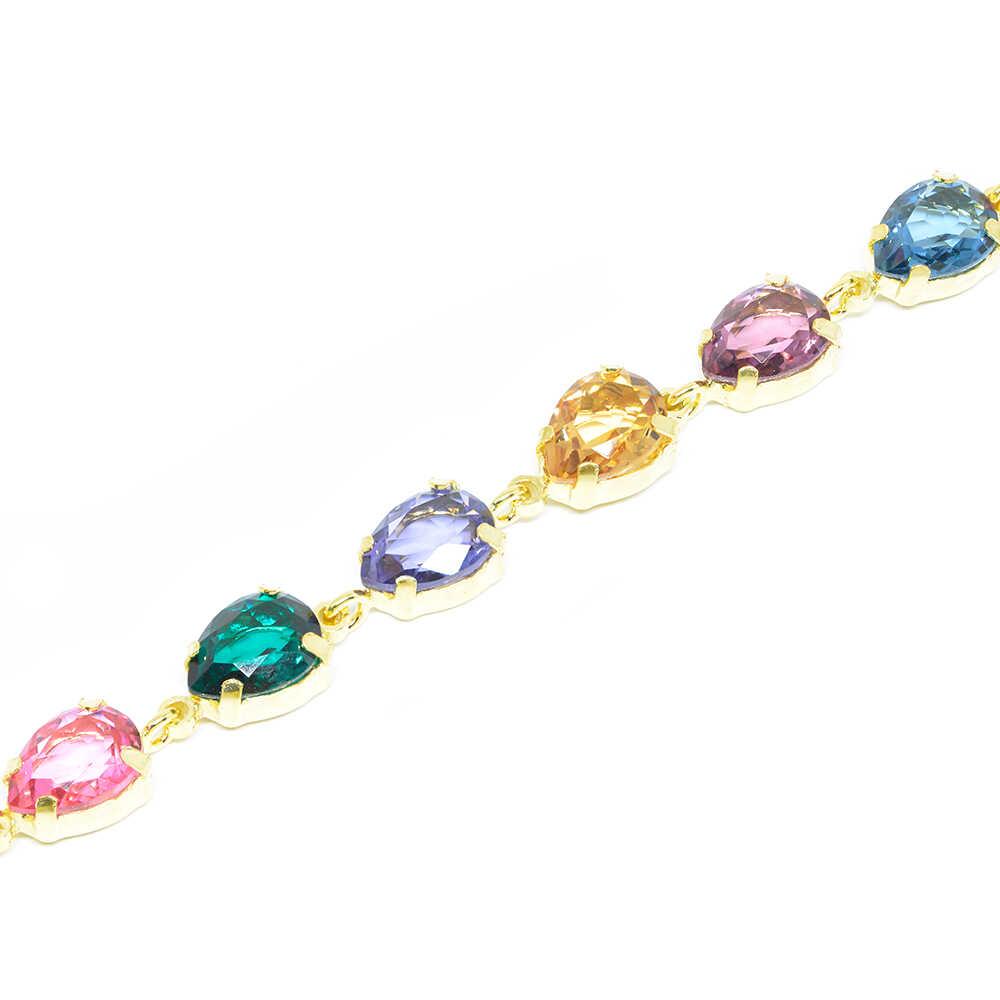Βραχιόλι Χρυσό tennis rainbow πέτρες