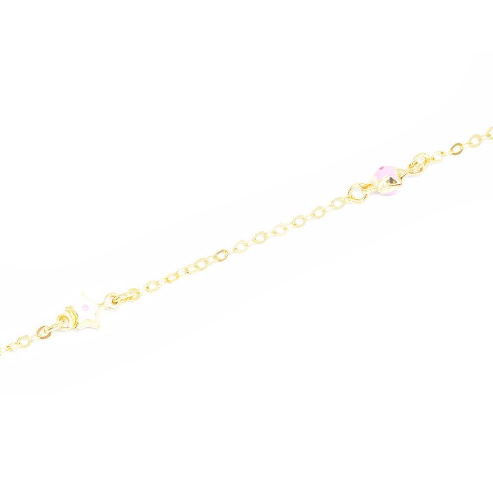 Βραχιόλι από κίτρινο χρυσό 14k με αστεράκια και σμάλτο