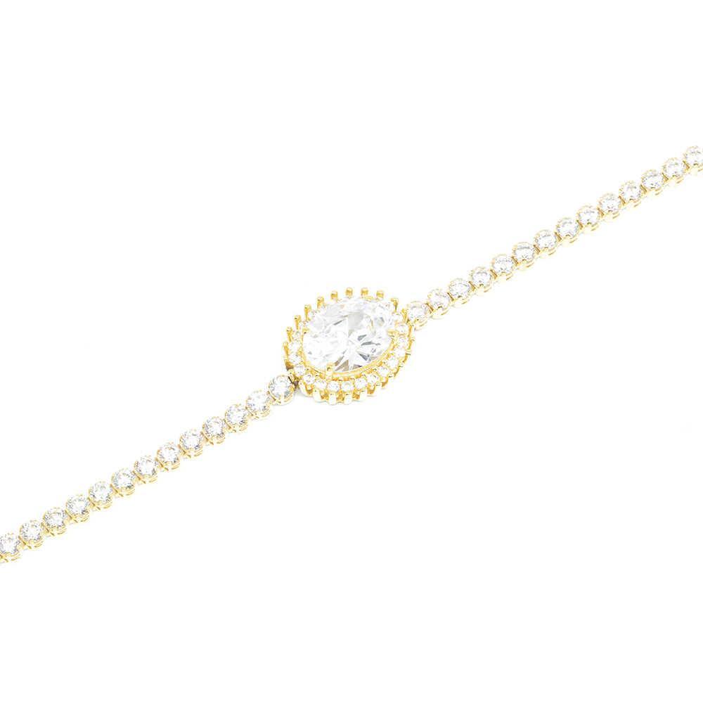 Βραχιόλι elegant από κίτρινο χρυσό 14k με cubic zirgons και ροζέτα