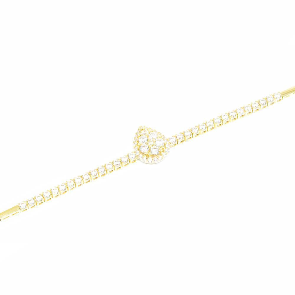 Βραχιόλι elegant από κίτρινο χρυσό 14k με cubic zirgons και ροζέτα