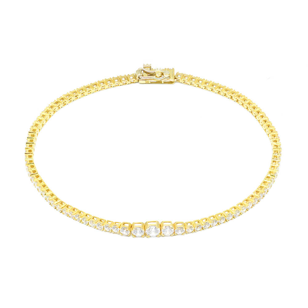 Βραχιόλι tennis από κίτρινο χρυσό 14k με λευκά zirgons