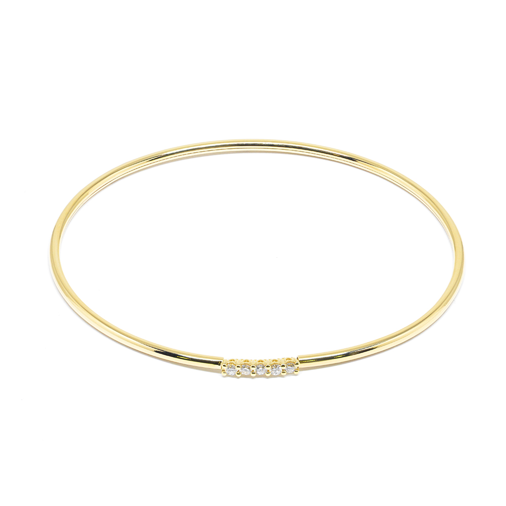Βραχιόλι bangle minimal από κίτρινο χρυσό 18k με διαμάντια brilliants