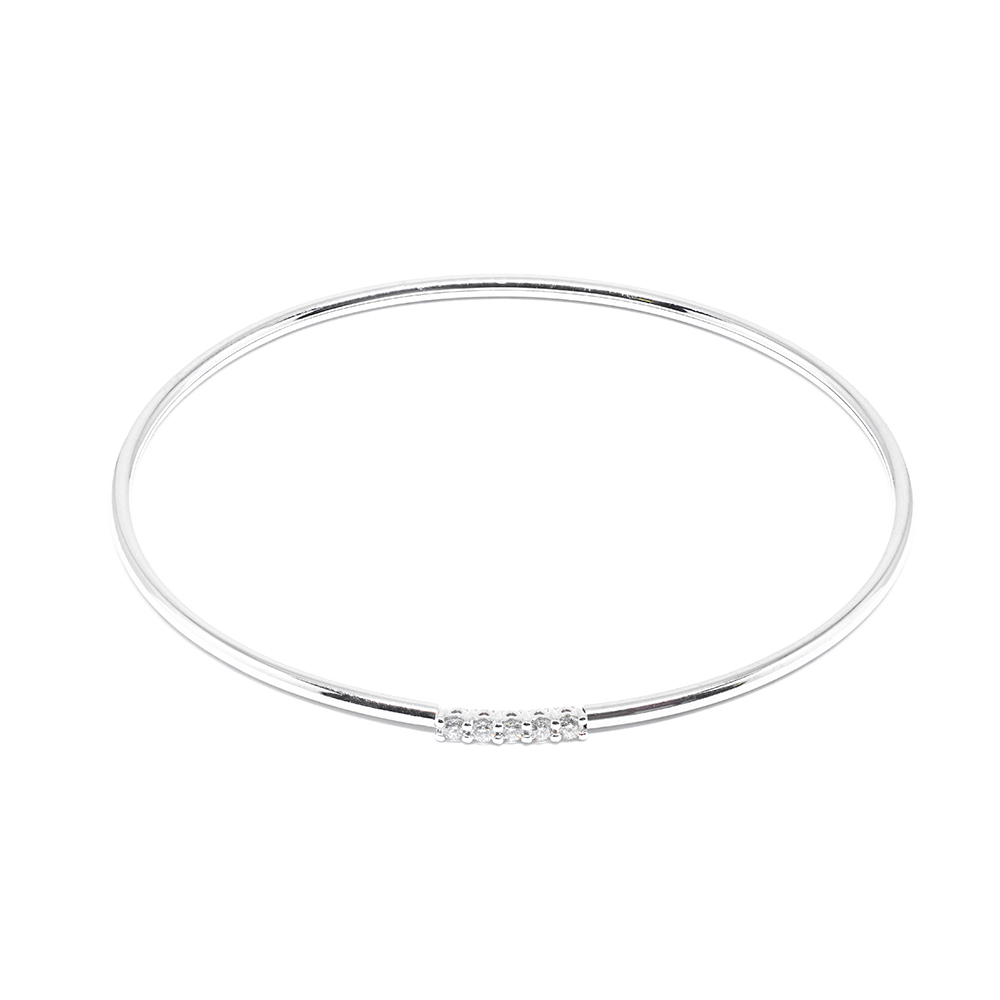 Βραχιόλι bangle minimal από λευκόχρυσο 18k με διαμάντια brilliants