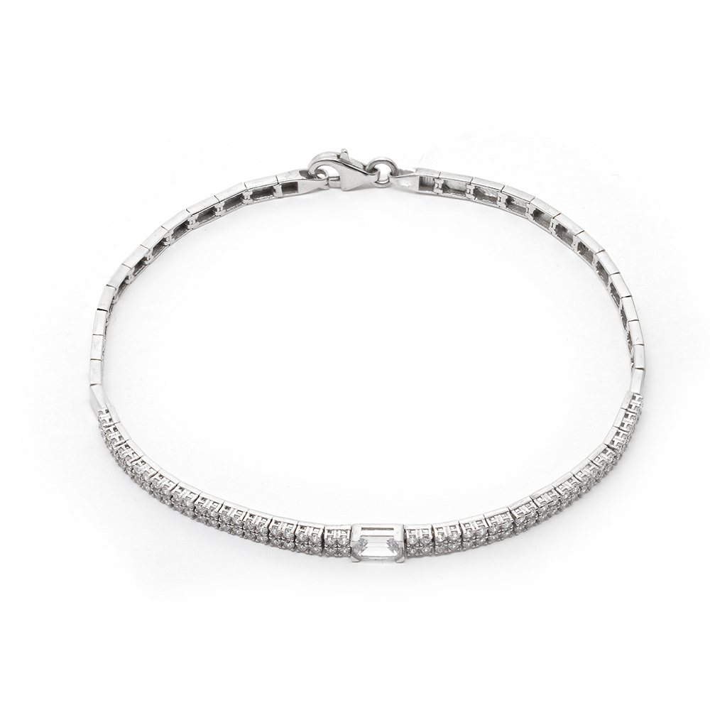 Βραχιόλι αριστοκρατικό από λευκόχρυσο 14k με λευκά zirgons