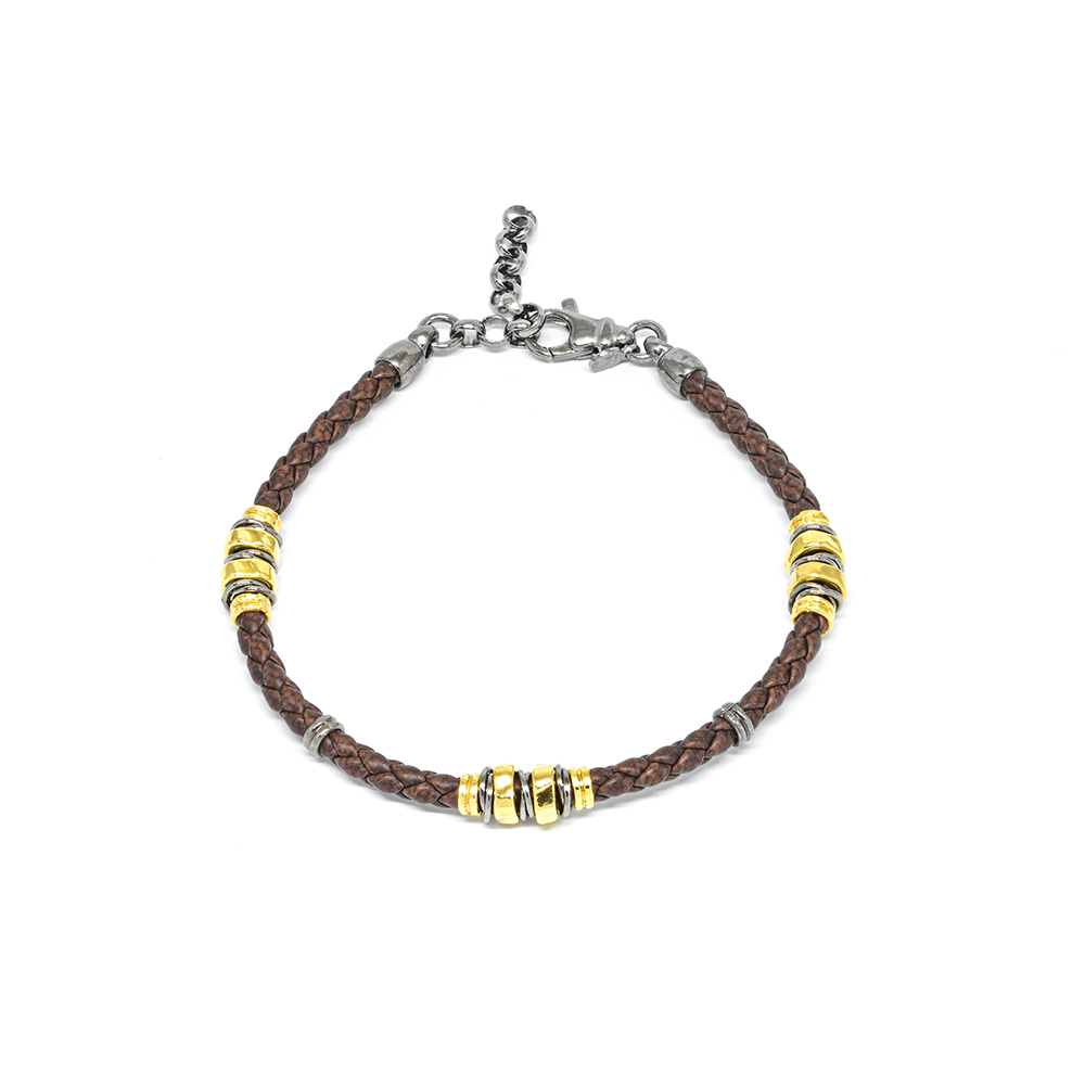 Βραχιόλι Ανδρικό από Ασήμι και Δέρμα