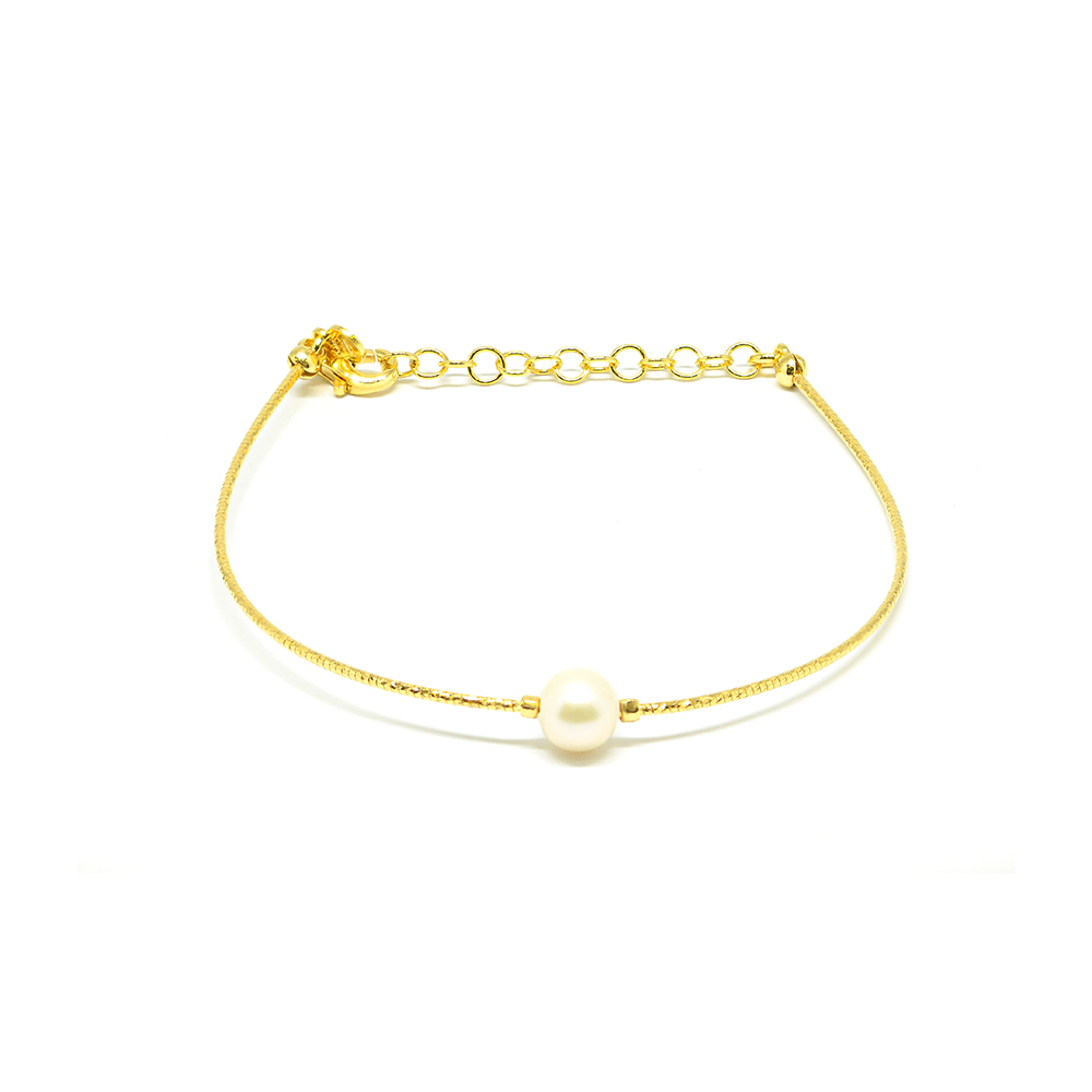 Βραχιόλι Χρυσό Bangle με natural pearl