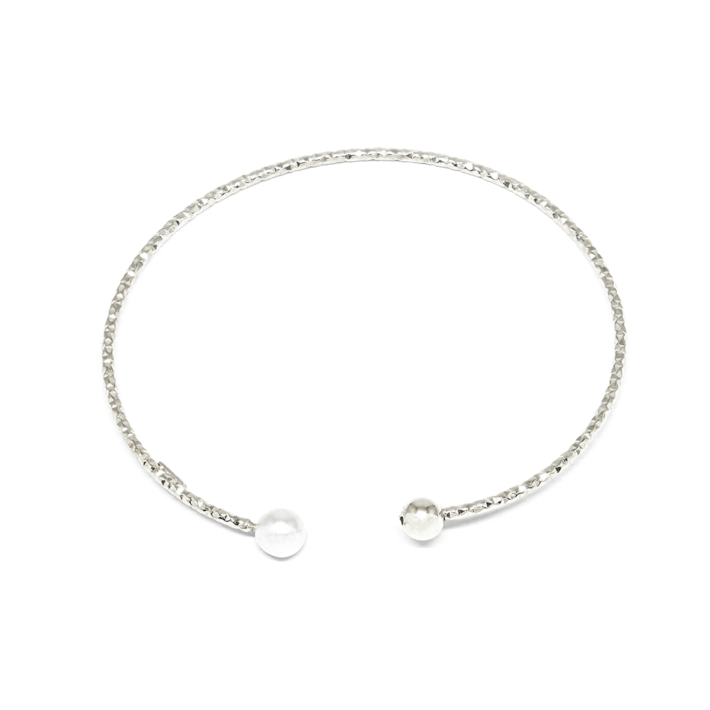 Βραχιόλι Ασημένιο Bangle με natural pearl