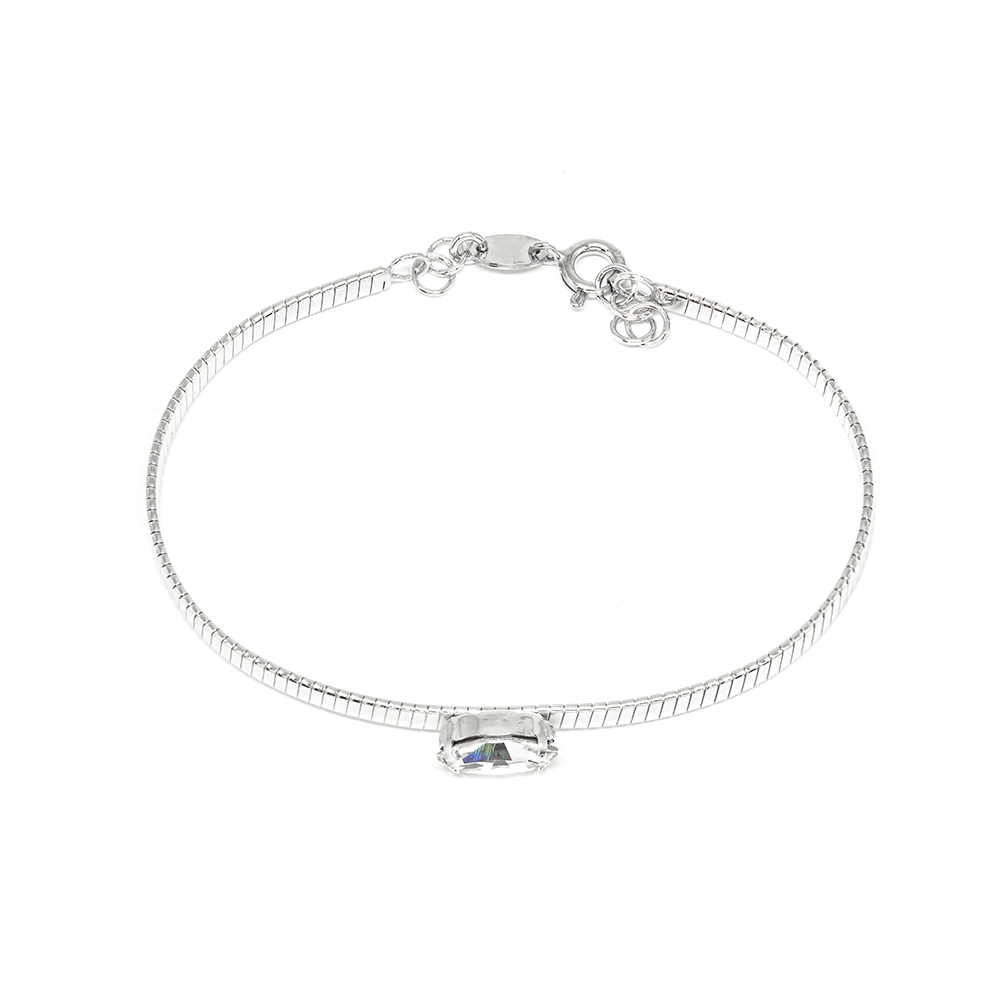 Βραχιόλι Ασημένιο Bangle με μονόπετρο oval swarofski