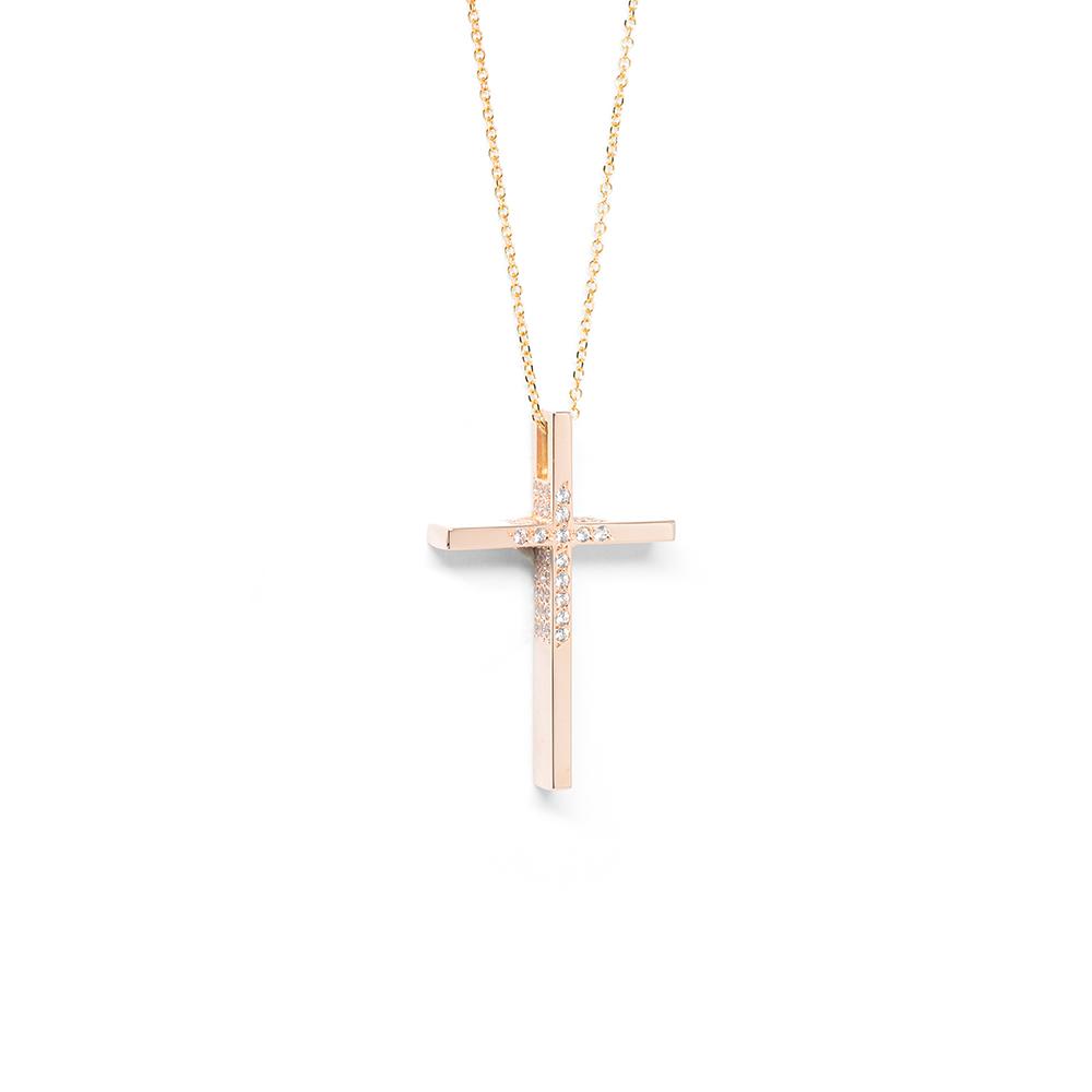 Σταυρός βαπτιστικός μοντέρνος από ροζ χρυσό 14k