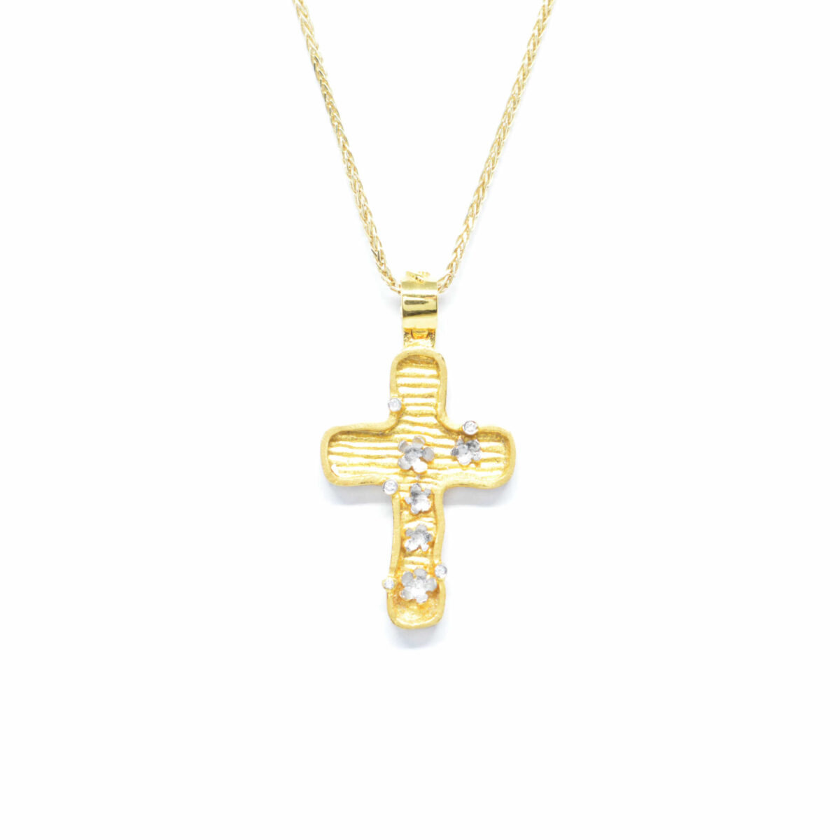 Σταυρός χρυσός με πολύτιμες πέτρες K14