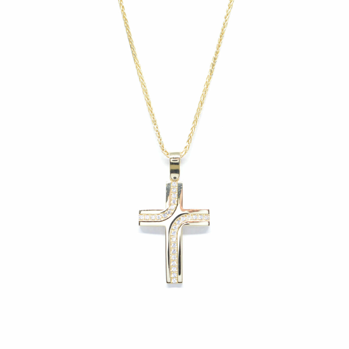 Σταυρός χρυσός με πολύτιμες πέτρες K14