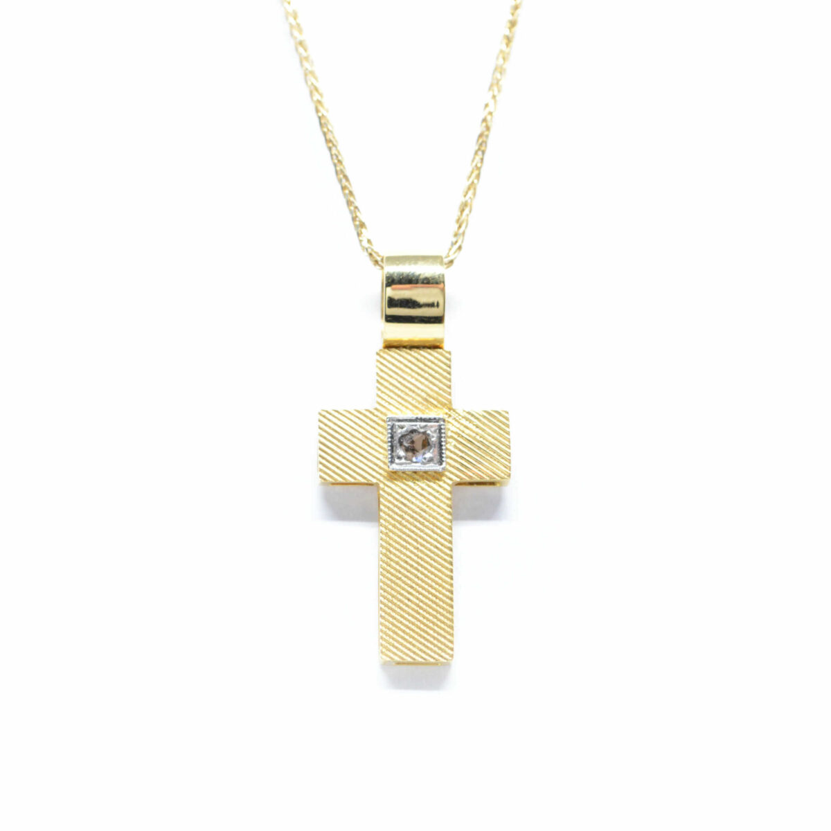 Σταυρός χρυσός με πολύτιμες πέτρες K18