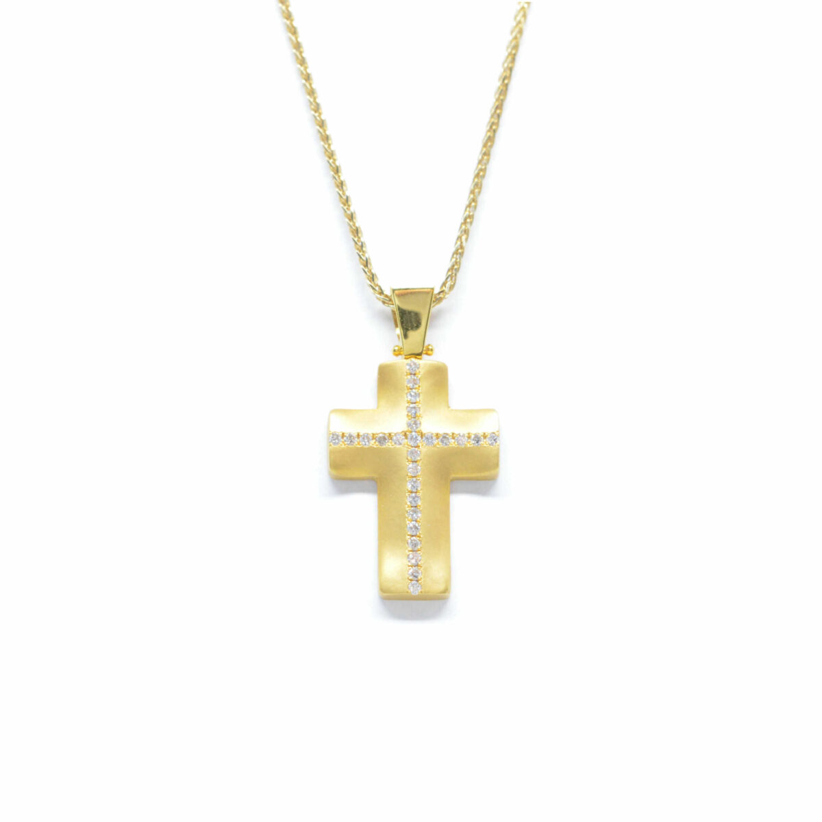 Σταυρός χρυσός με πολύτιμες πέτρες K18