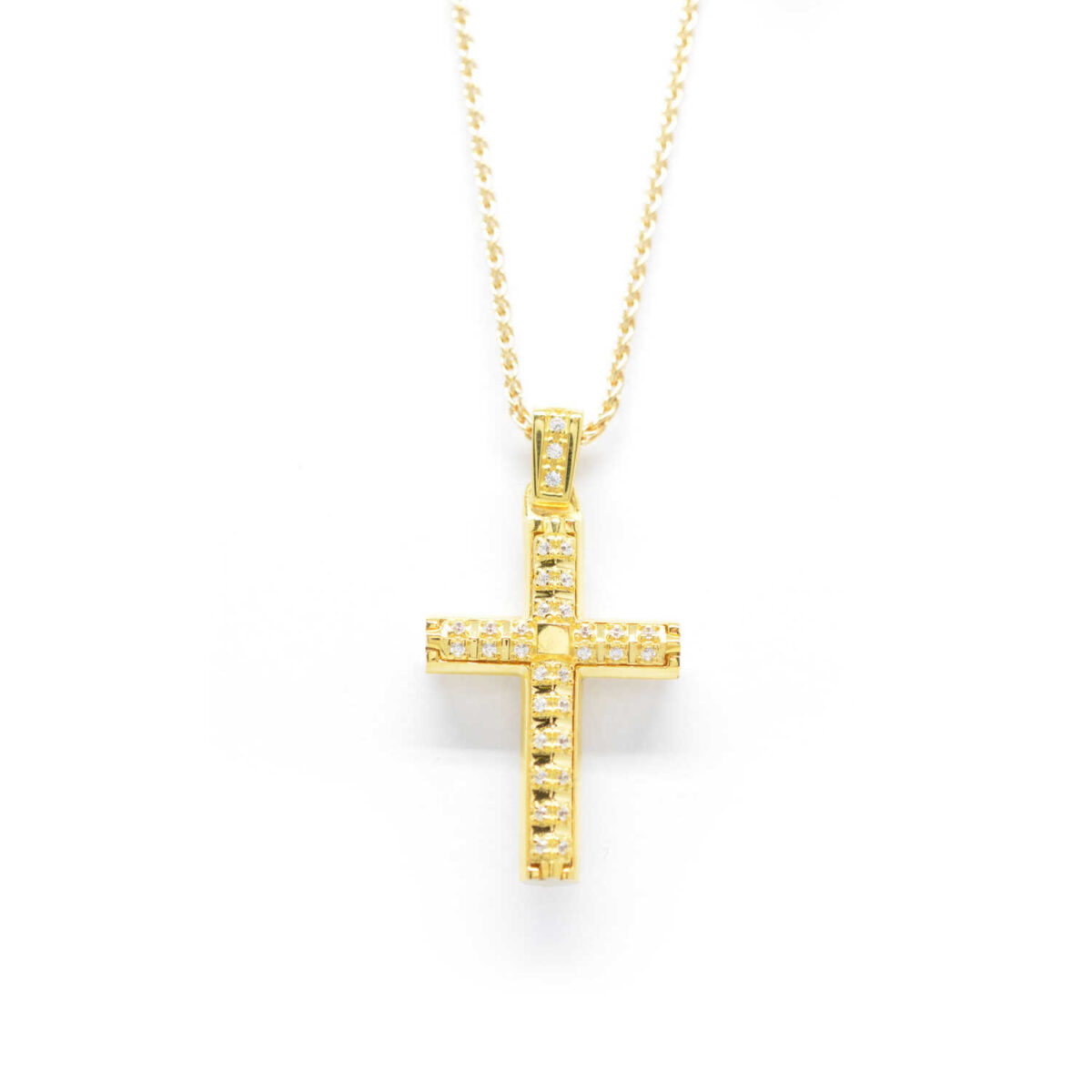 Σταυρός χρυσός με πολύτιμες πέτρες K14