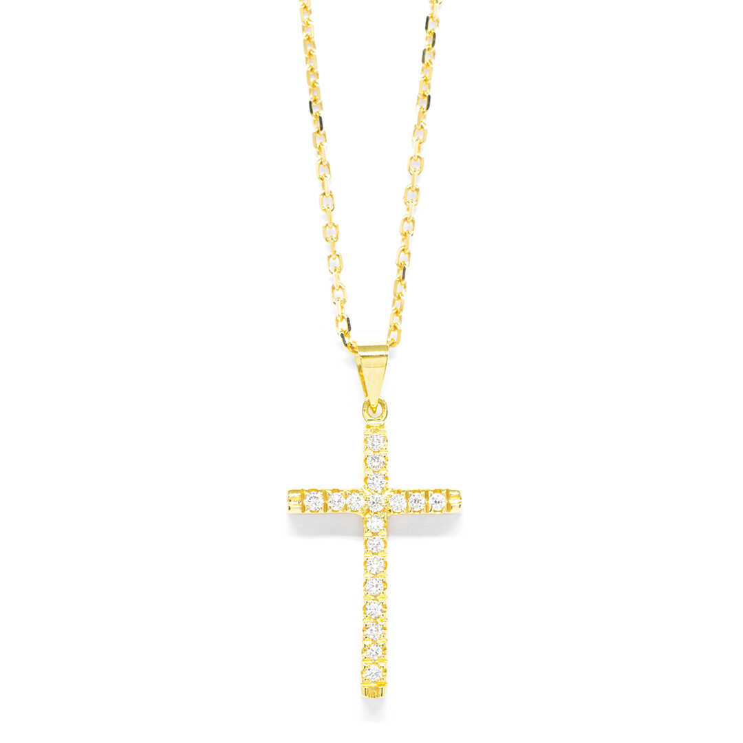 Σταυρός χρυσός με πολύτιμες πέτρες Κ18