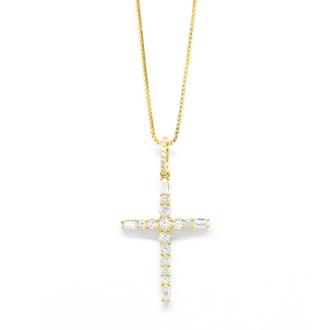 Σταυρός χρυσός με πολύτιμες πέτρες Κ18