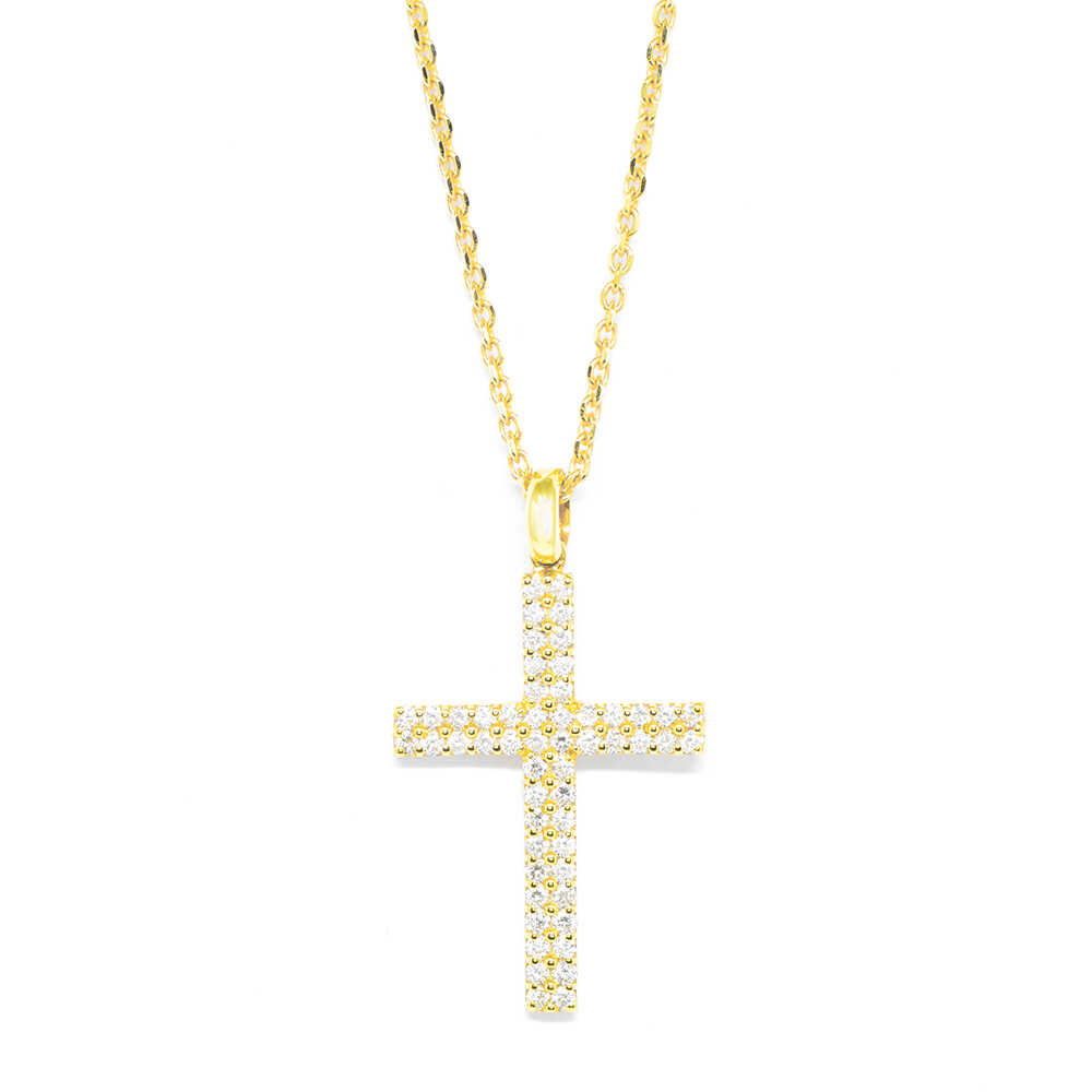 Σταυρός χρυσός με πολύτιμες πέτρες Κ18