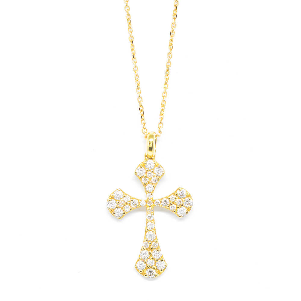 Σταυρός χρυσός με πολύτιμες πέτρες Κ18