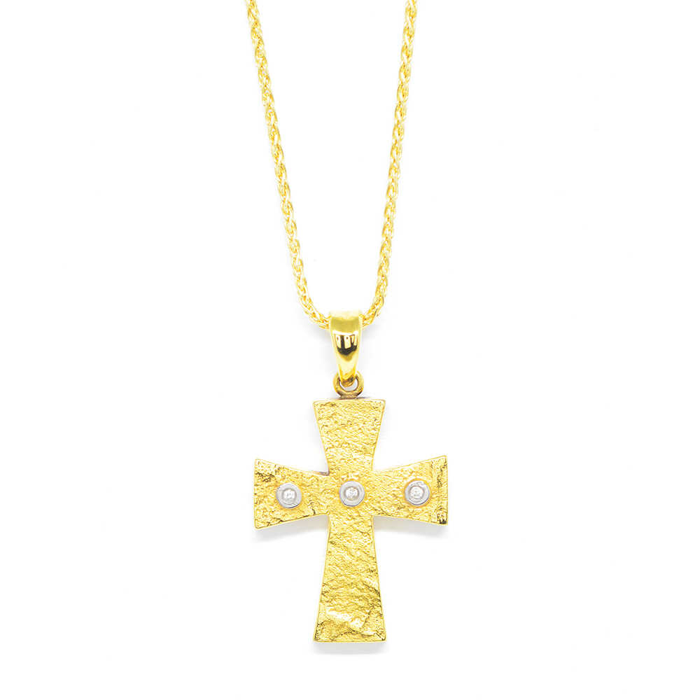 Σταυρός χρυσός με πολύτιμες πέτρες Κ18