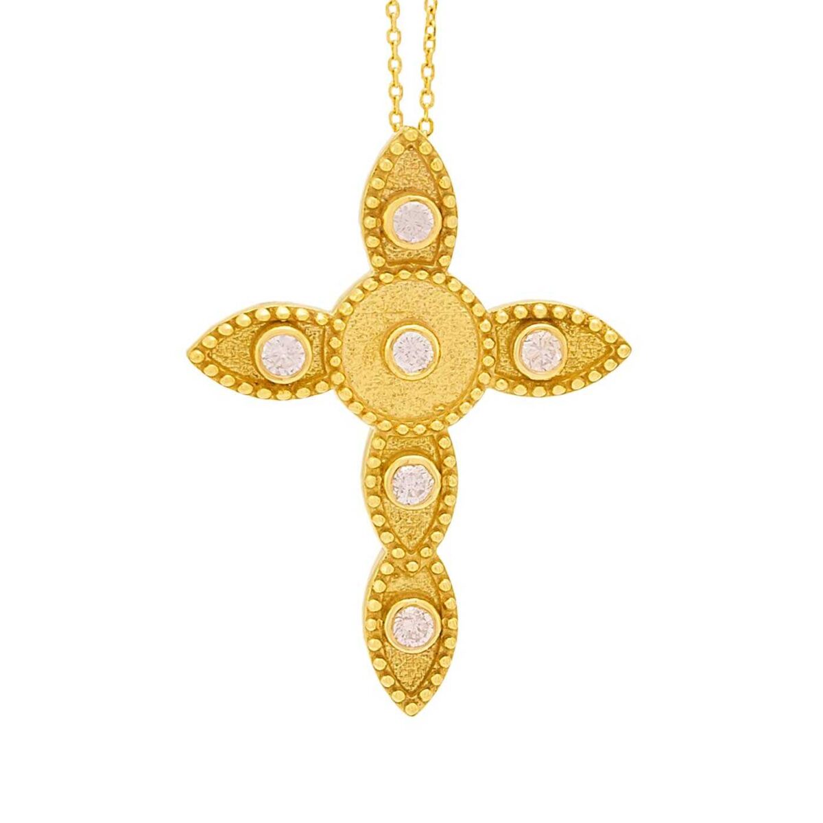 Σταυρός χρυσός με πολύτιμες πέτρες K18