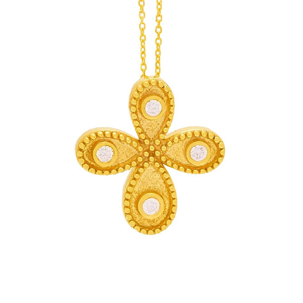 Σταυρός χρυσός με πολύτιμες πέτρες K18