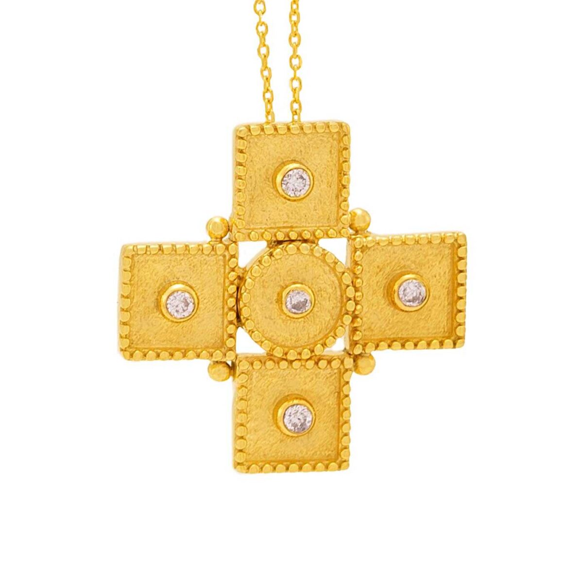 Σταυρός χρυσός με πολύτιμες πέτρες K18