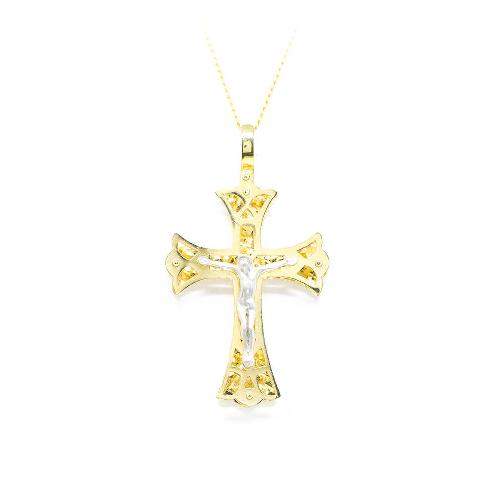 Σταυρός ανδρικός με εσταυρωμένο από κίτρινο χρυσό 14k