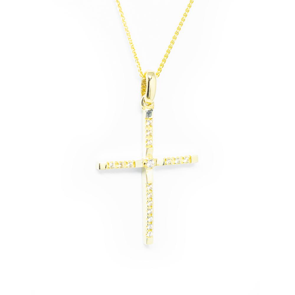 Σταυρός βαπτιστικός μοντέρνος από κίτρινο χρυσό 14k