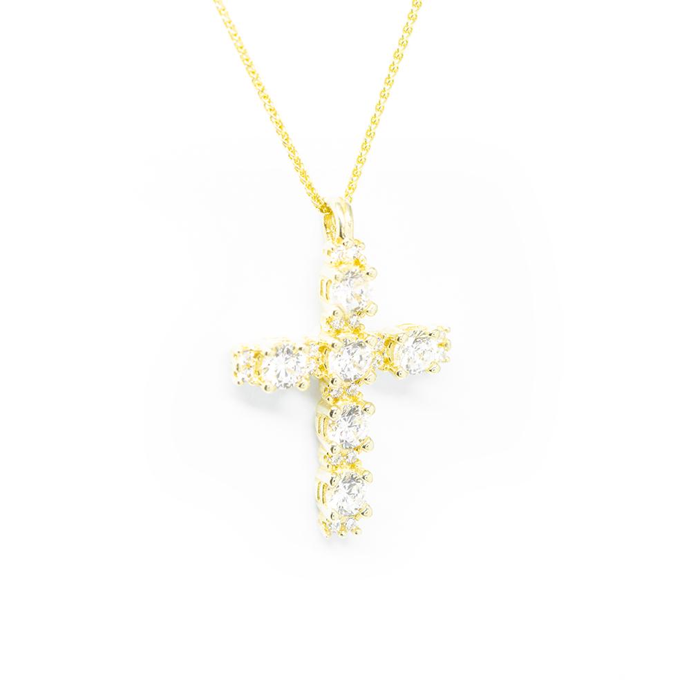 Σταυρός βαπτιστικός σειρέ από κίτρινο χρυσό 14k με μονόπετρα zirgons