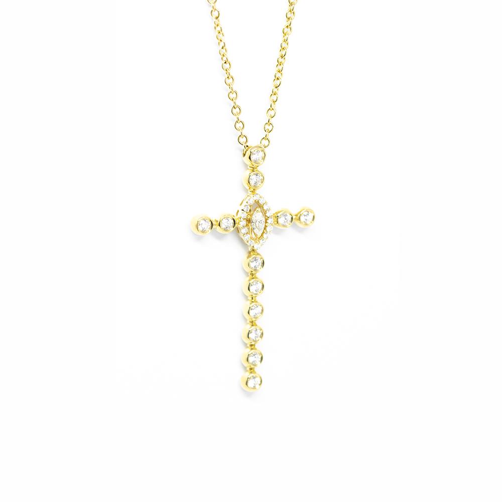 Σταυρός κλασσικός με διαμάντια και κίτρινο χρυσό 18k Casato