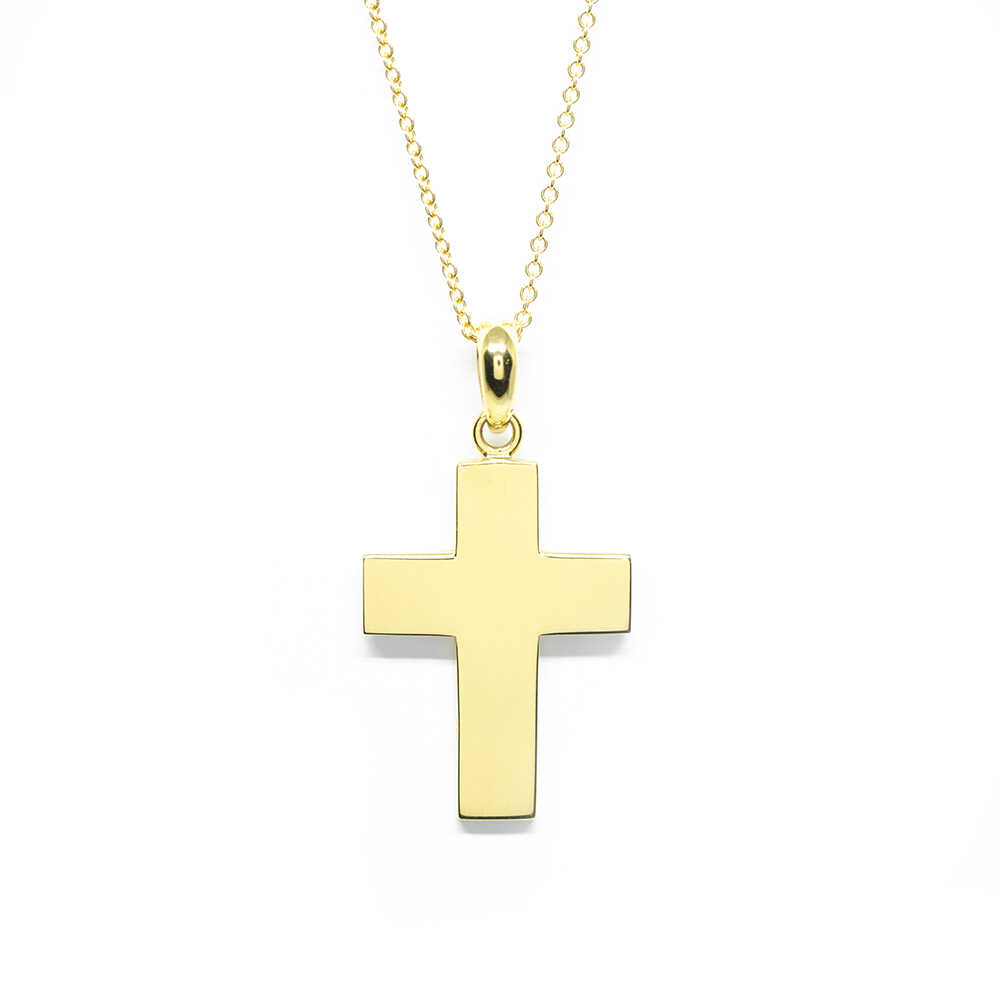 Σταυρός  διπλής όψεως ματ γυαλιστερός από κίτρινο χρυσό 14k