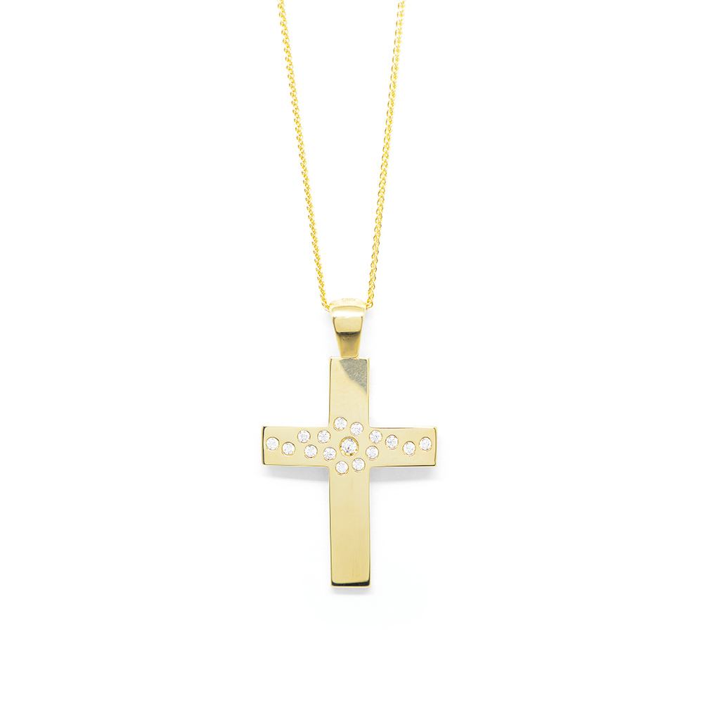 Σταυρός βαπτιστικός μοντέρνος από κίτρινο χρυσό 14k