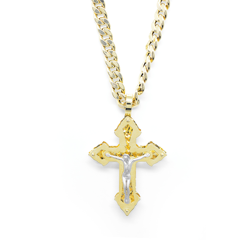 Σταυρός εντυπωσιακός ανδρικός εντυπωσιακός με εσταυρωμένο από κίτρινο χρυσό 14k