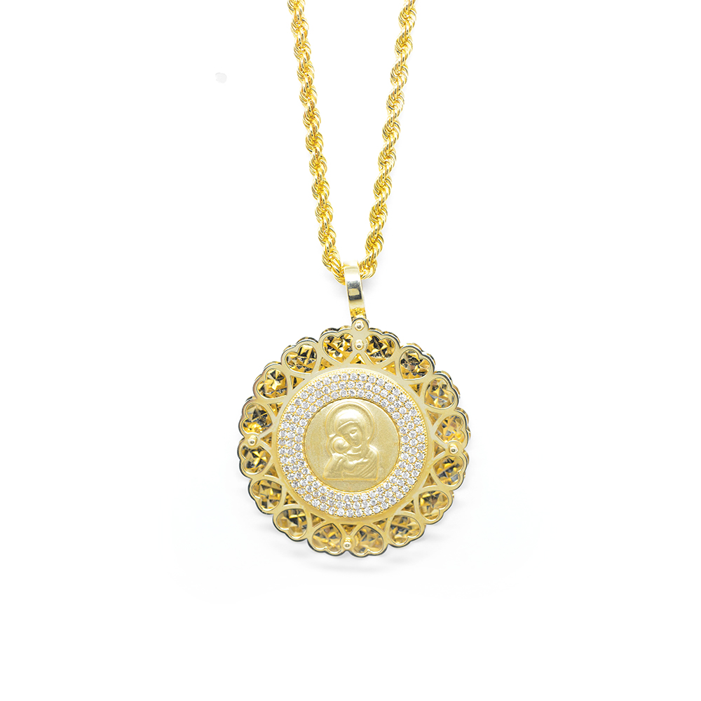 Μενταγιόν με Παναγία από κίτρινο χρυσό 14k