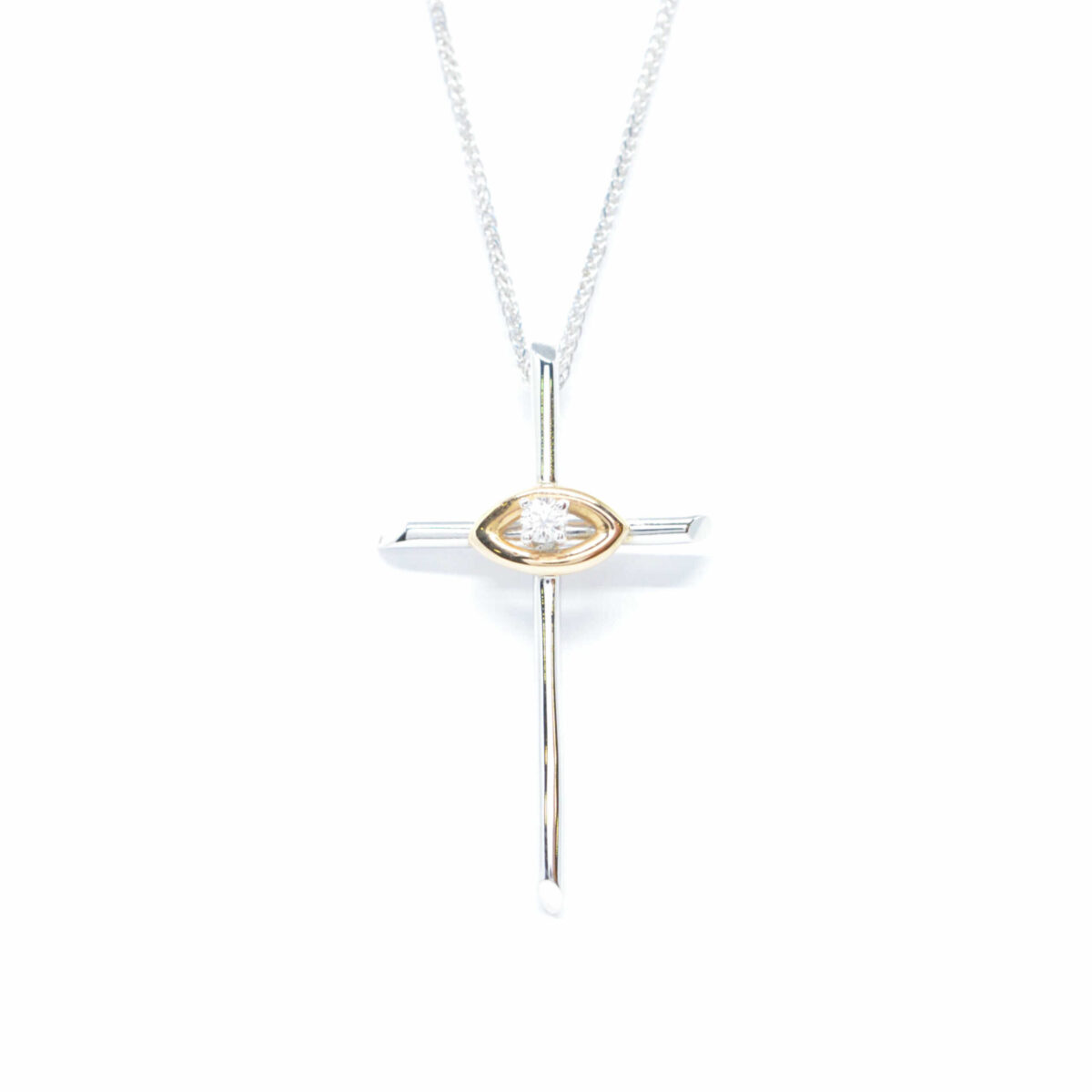 Σταυρός χρυσός με πολύτιμες πέτρες K18